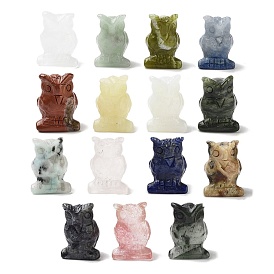 Natural & Synthetic Gemstone Carved Figurines, for Home Office Desktop Decoration, Owl