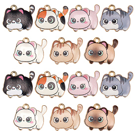 28 шт 7 цвета подвески из сплава с принтом, кошка прелести