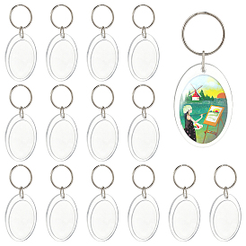 Acrylic Keychain, with Iron Split Key Rings, Oval
