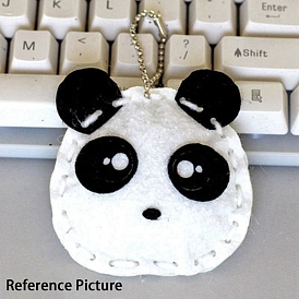 DIY Panda Non Woven Fabric Embroidery Keychain Kits, Including Iron Ball Chain, Cotton Ball, Paper Tags, Cotton Cord, Plastic Pin, Cloth