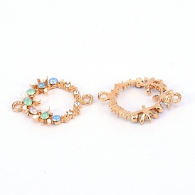 Enlaces de esmalte de bronce, con diamante de imitación, corona de flores de flor de lis, diamantes de imitación de color al azar
