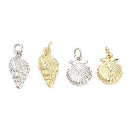 Латунные подвески, подвески в форме ракушек, долговечный, стойки покрытие, без свинца и без кадмия, ионное покрытие (ip), с целью перехода в кольце