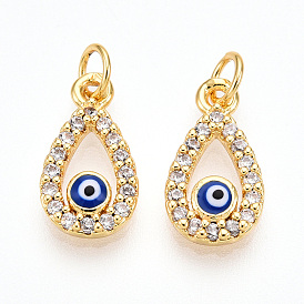 Латунные микро проложить кубического циркония прелести, с эмалью, слезинка со сглаза, с целью перехода в кольце