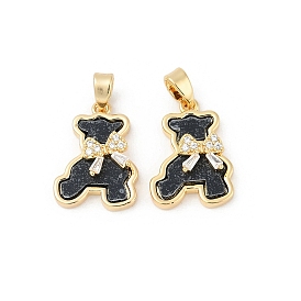 Латунные микропаве прозрачные подвески с фианитом, мишка с подвесками-бантиками, cmолой, без свинца и без кадмия, реальный 18 k позолоченный, стойки покрытие