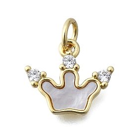 Подвески в виде короны из латуни с микропаве из прозрачного кубического циркония, с оболочкой и кольцами для прыжков