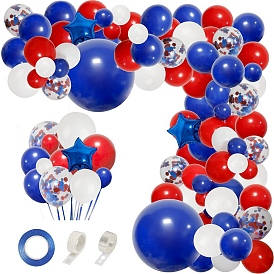 Rubber Inflatable Balloons Set, for Independence Day Party Festive Decorations, Round & Star