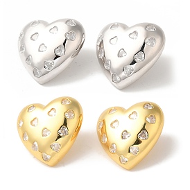 Серьги-пусеты из латуни с микропаве и прозрачным фианитом, без кадмия и без свинца, долговечный, сердце