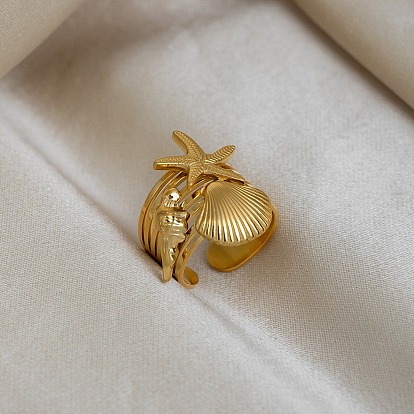 304 открытые манжеты из нержавеющей стали для женщин, форма раковины и статфиш