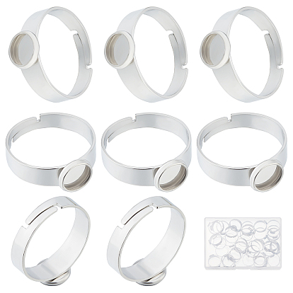 40шт. регулируемые 304 компоненты колец из нержавеющей стали, латунная фурнитура платформы для кольца, плоско-круглые