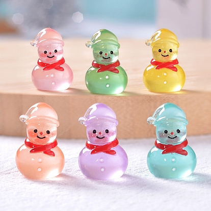 Luminous Christmas Resin Snowman Figurines, Glow in the Dark Ornaments, for Home Decorations