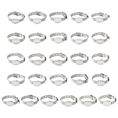 304 Браслеты-цепочки из нержавеющей стали для часов (женские и мужские), овальный с буквой, цвет нержавеющей стали