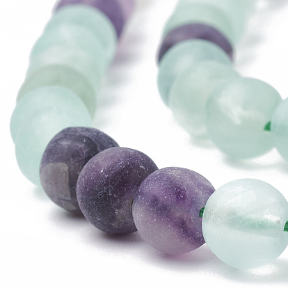 Natural Fluorite Beads Strands, Frosted, Round