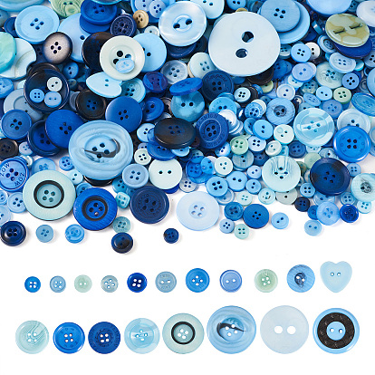 Плоские круглые пуговицы из смолы, cmешанный размер