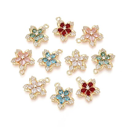 Латунные микро проложить кубического циркония подвески, цветок, долговечный, золотые