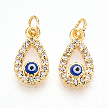 Латунные микро проложить кубического циркония прелести, с эмалью, слезинка со сглаза, с целью перехода в кольце