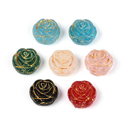 Нити стеклянных бусин смешанных стилей, цветок розы, золотой металл обвитыми