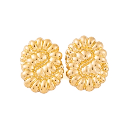 Ion Plating(IP) 304 Stainless Steel Stud Earrings for Women, Twisted Oval