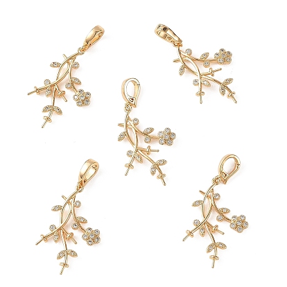 Bélières en laiton Shegrace micro-pavé de zircone cubique, fleur, pour la moitié de perles percées, sans cadmium et sans plomb et sans nickel