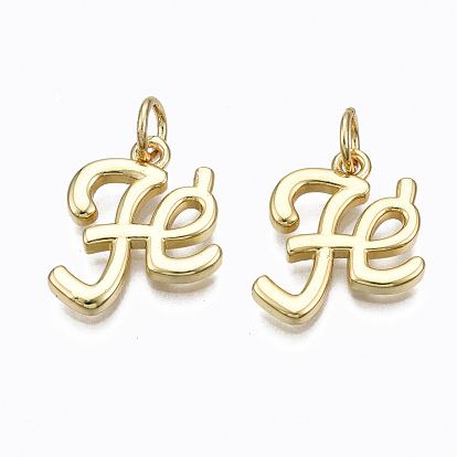 Brass Charms, with Jump Rings, Nickel Free, Word