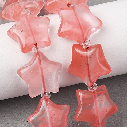 Вишневого кварца стеклянные бусы пряди, звезда, с бисером