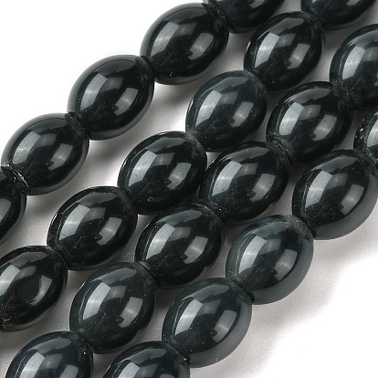 Natural Black Onyx Beads Strands, Dyed & Heated, Rice