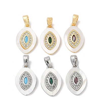 Латунные микро проложить кубического циркония подвески, без кадмия, без никеля и без свинца, с оболочкой, овальные амулеты