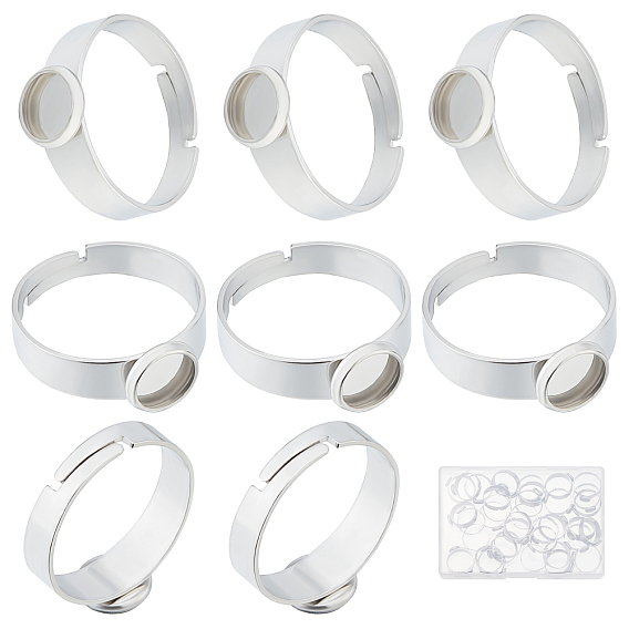 40шт. регулируемые 304 компоненты колец из нержавеющей стали, латунная фурнитура платформы для кольца, плоско-круглые