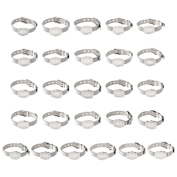 304 Браслеты-цепочки из нержавеющей стали для часов (женские и мужские), овальный с буквой, цвет нержавеющей стали