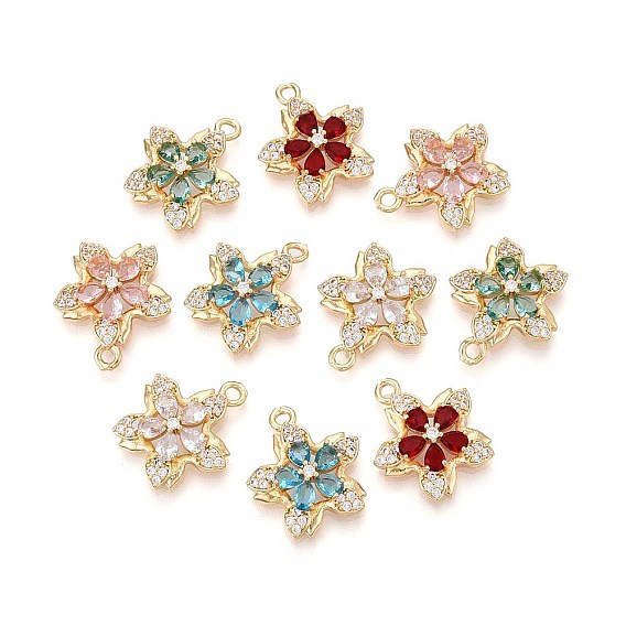 Латунные микро проложить кубического циркония подвески, цветок, долговечный, золотые