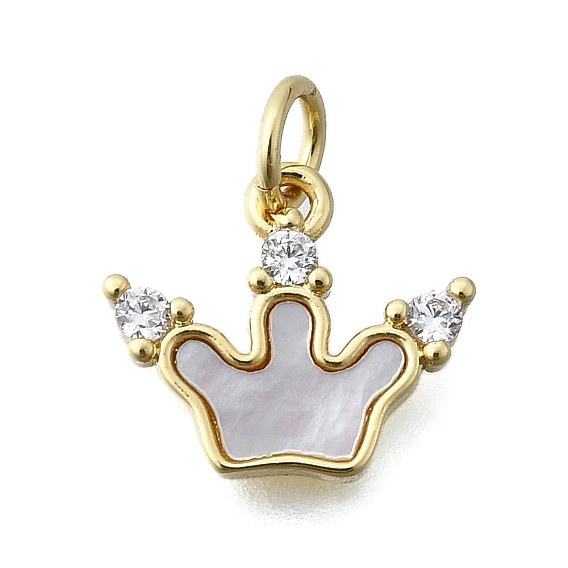 Подвески в виде короны из латуни с микропаве из прозрачного кубического циркония, с оболочкой и кольцами для прыжков