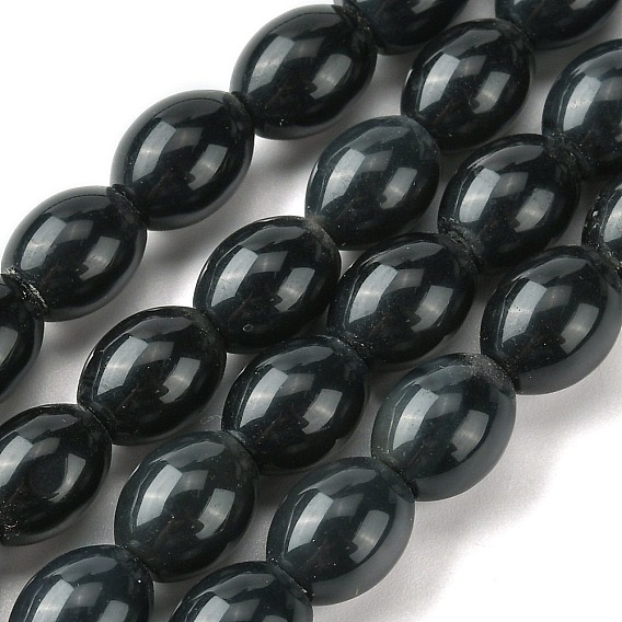 Natural Black Onyx Beads Strands, Dyed & Heated, Rice
