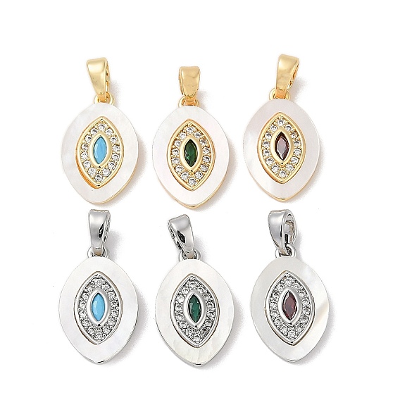 Латунные микро проложить кубического циркония подвески, без кадмия, без никеля и без свинца, с оболочкой, овальные амулеты