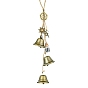 Iron Bell & Synthetic Blue Goldstone Wishing Bottle Wind Chime, Flat Round with Star Alloy Charm and Jute Cord Home Outdoor Hanging Decorations