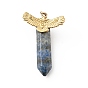 Остроконечные подвески с орлом из натурального драгоценного камня, с ионным покрытием (ip) платиновым и золотым оттенком 304 выводы из нержавеющей стали, шарм в виде граненой пули