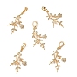 Bélières en laiton Shegrace micro-pavé de zircone cubique, fleur, pour la moitié de perles percées, sans cadmium et sans plomb et sans nickel