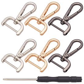 6Pcs 3 Colors Zinc Alloy Swivel Clasps, with 1Pc Zinc Alloy Cross Head Screwdrivers