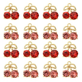 20шт 2 цветной сплав подвески со стразами, стойки покрытие, без кадмия, без никеля и без свинца, вишня, золотые