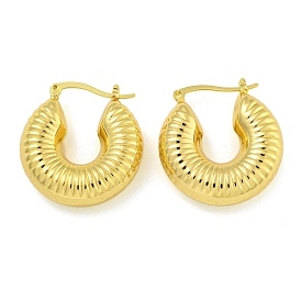 Rack Plating C-Shaped Brass Stud Earrings, Cadmium Free & Lead Free