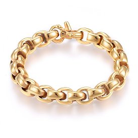 304 Stainless Steel Box Chain Bracelets, with Spring Ring Clasps