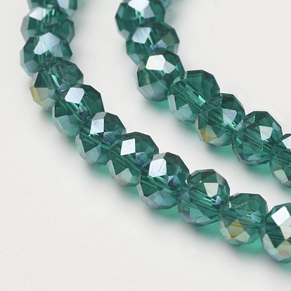 Electroplate Glass Beads, Mixed Color, AB Color Plated, Faceted Rondelle