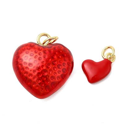 Латунь эмаль подвески, с прыжковых колец, реальный 18 k позолоченный, без кадмия, без никеля и без свинца, шарма сердца