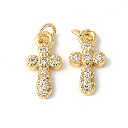 Подвески-крестики из латуни с микропаве и прозрачным кубическим цирконием