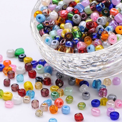 Mixed Color Dyed 6/0 Loose Round Glass Seed Beads, for Jewelry Making & Bead Crafting, 3.5~4x2.5~3mm, Hole: 0.6mm, about 4500pcs/pound
