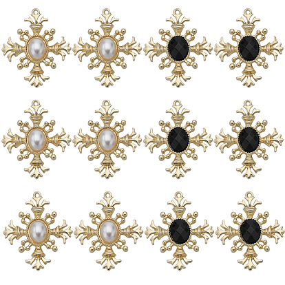 24шт 2 цвета акриловые подвески, с выводами светло-золотой тон сплава, крест очарование