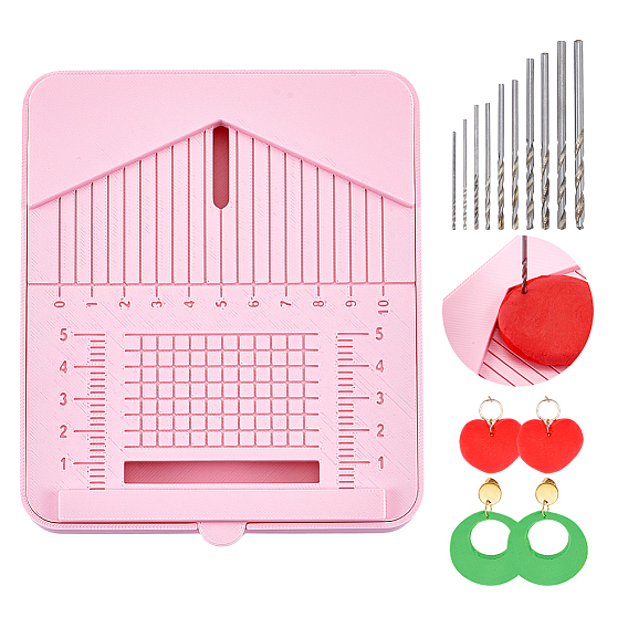 1 шт. прямоугольный инструмент для пробивания отверстий в серьгах из полимерной глины (PLA), с 1 набором стальных дыроколов для рукоделия