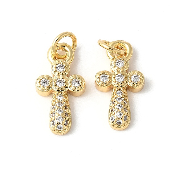 Подвески-крестики из латуни с микропаве и прозрачным кубическим цирконием