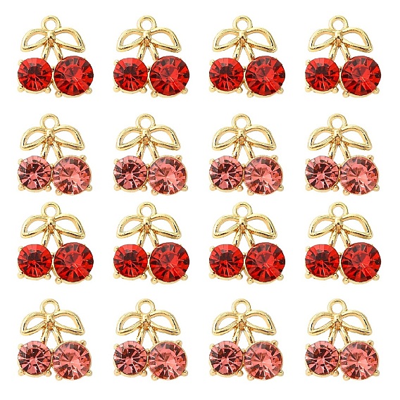 20шт 2 цветной сплав подвески со стразами, стойки покрытие, без кадмия, без никеля и без свинца, вишня, золотые
