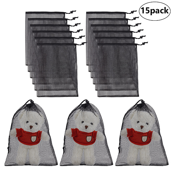 Мешки для хранения из полиэфирной сетки с завязками, прямоугольные