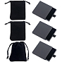 3Pcs Paper Drawer Boxes, with Black Sponge Inside, for Bracelets, Earrings, Necklace Storage, Square, with 3Pcs Velvet Pouches