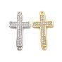 Dijes de conector de zirconia cúbica transparente con micro pavé de latón, vínculos cruzados de religión
